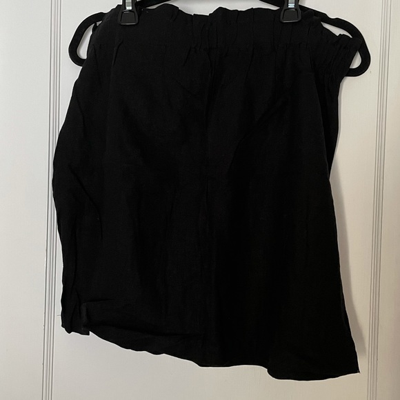 Dynamite Jet Black Paper-bag Linen Belted Skirt - Picture 5 of 10